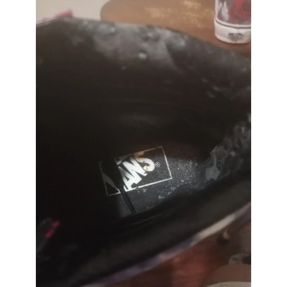 VANS Off The Wall High Top Skateboard Shoes Red Roses Tye Dye Mens 5.5 Womens 7 - Picture 12 of 14